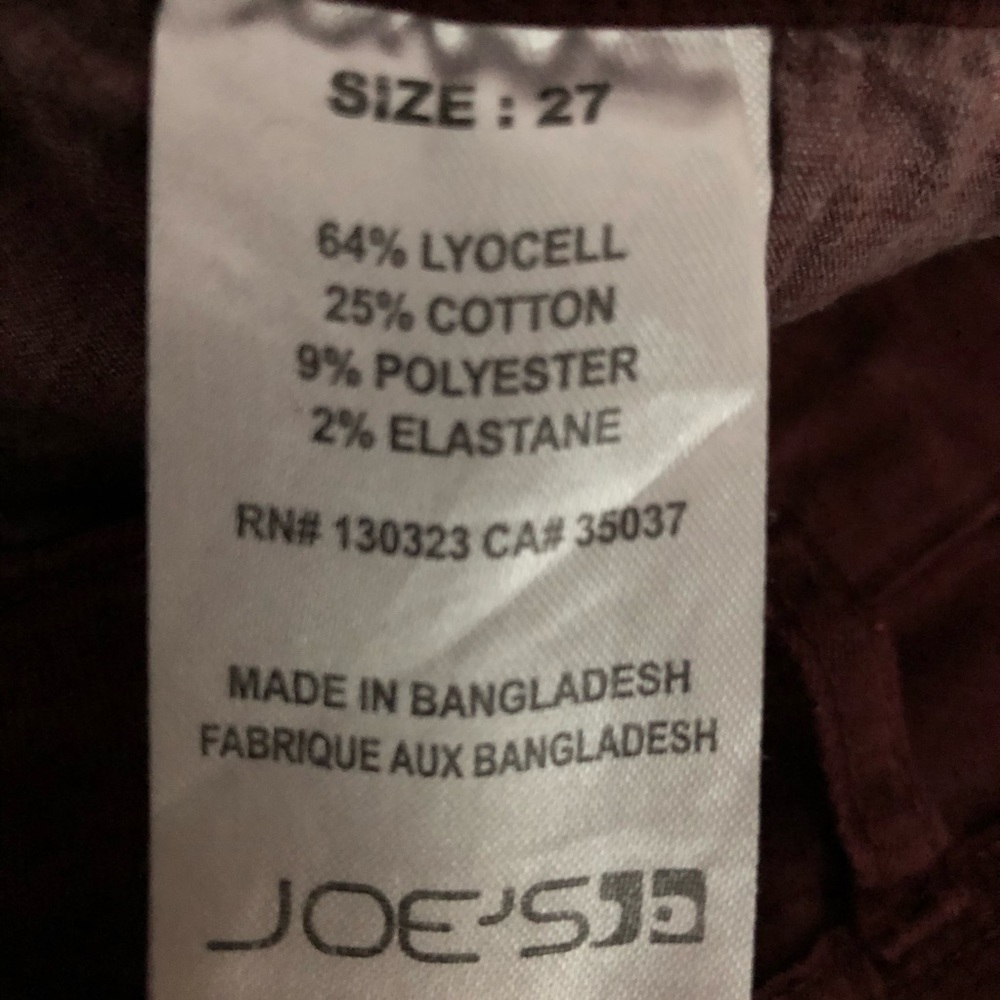 Joe’s Jeans Skinny Maroon Burgundy Jeans Size 27 - Picture 6 of 6
